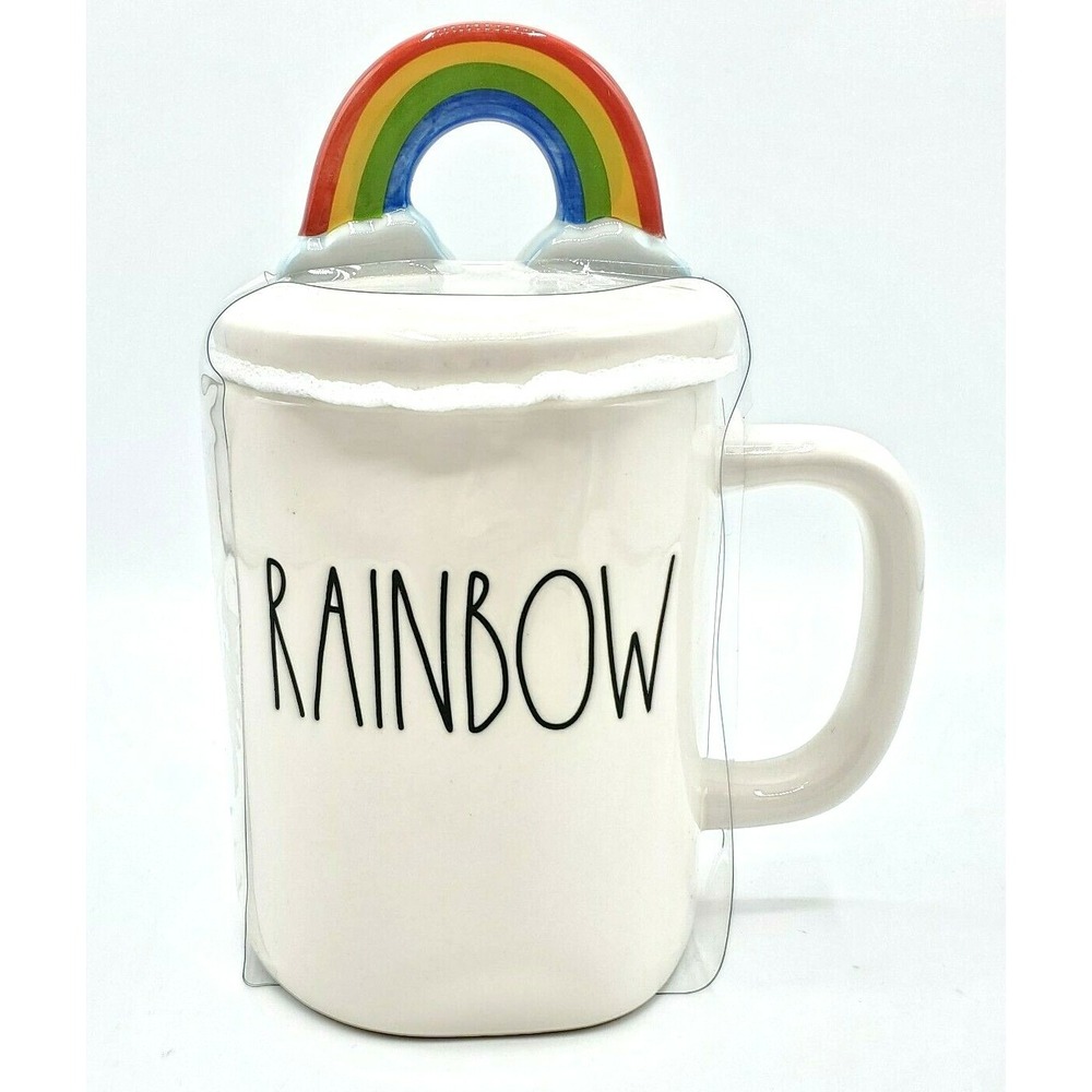 Rae Dunn Magenta Rainbow Mug With Lid Topper New